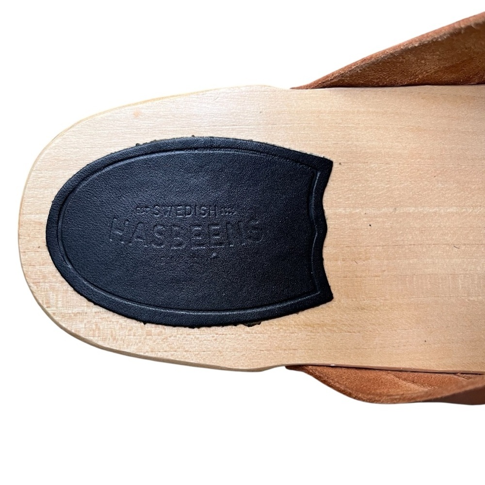 Swedish Hasbeens ‘Britta’ Brown Woven Open Toe Clogs Mules. Size 10 (40) - Picture 6 of 8